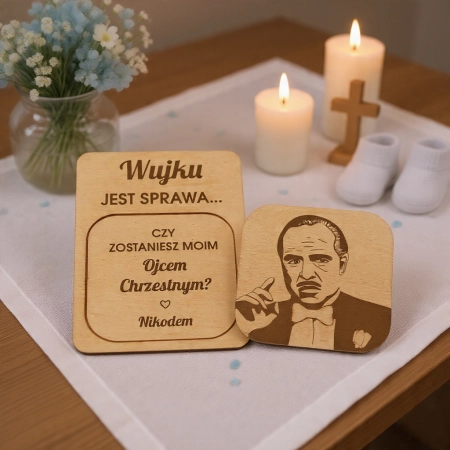 Piękna prośba o zostanie rodzicem chrzestnym magnes zestaw 2 sztuki w kopercie kraftowej